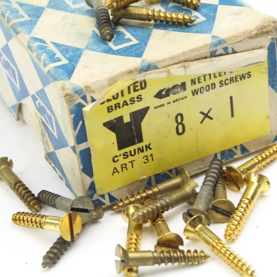 38 X Nettlefolds C’Sunk Brass Screws – 1” X 8 1