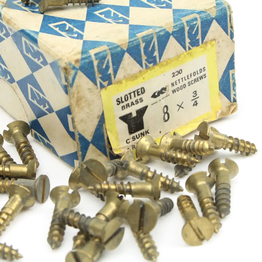 25 X Nettlefolds C’Sunk Brass Screws – 3/4” X 8 1