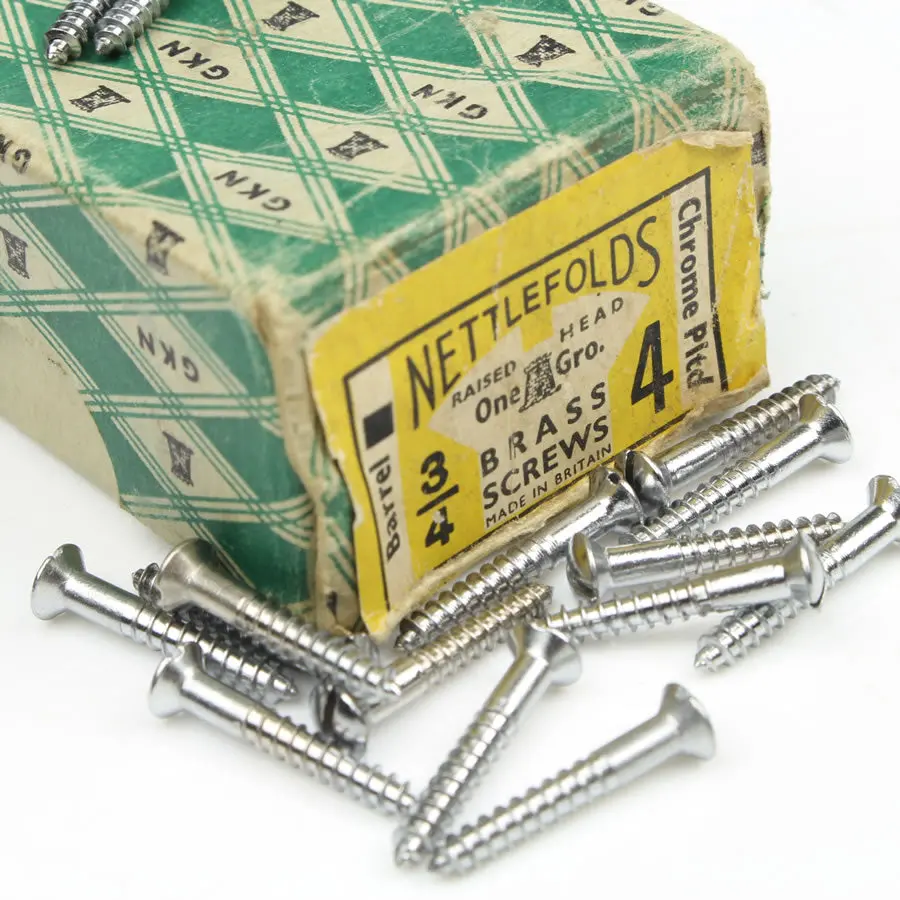 22 X Nettlefolds Barrel Chrome Brass Screws – 3/4” X 4 1
