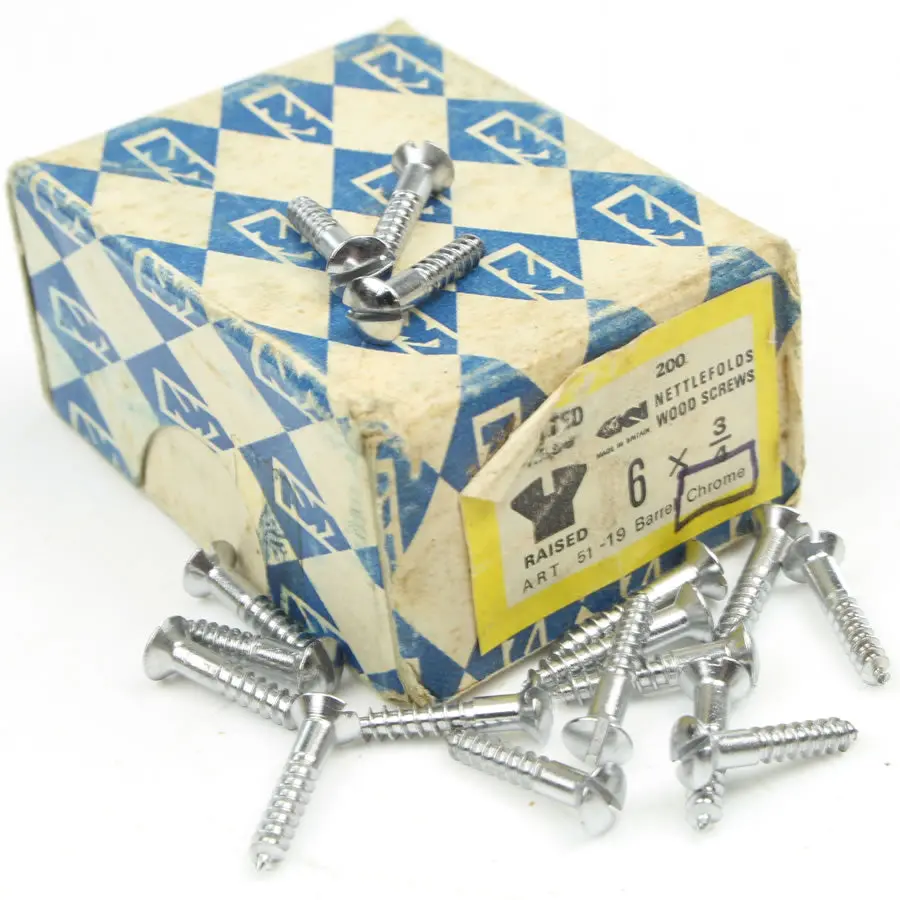 21 X Nettlefolds Barrel Chrome Brass Screws – 3/4” X 6 1