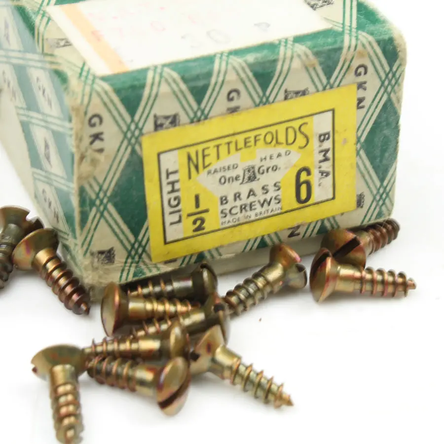 50X Nettlefolds Light Bma Brass Screws 1/2” X 6 1