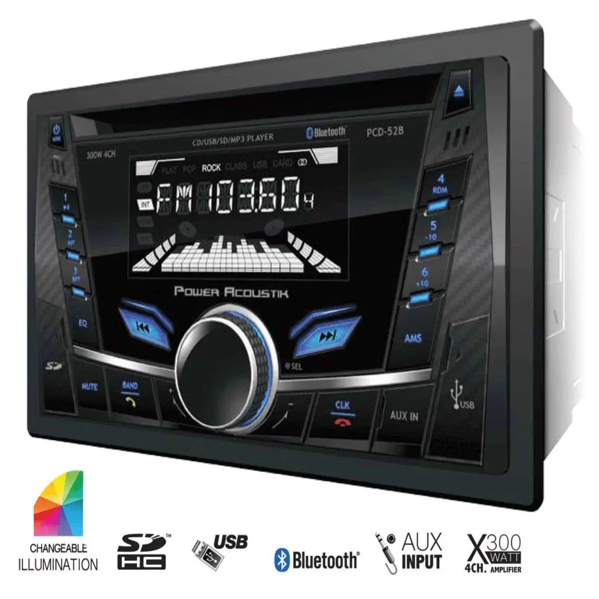 Power Acoustik Double Din Am/Fm/Cd With Bluetooth (Pcd52b) 1