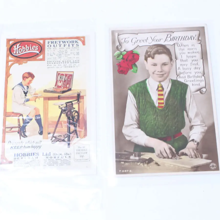 2X Child Woodworking Postcards 1