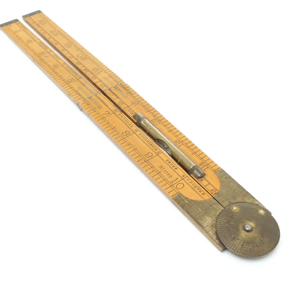 Sold - J.Rabone 1190 Folding Rule – Protractor – Level – Boxwood 1