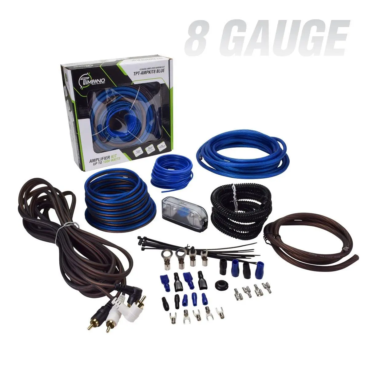 Timpano 8 Gauge Amplifier Kit Blue Wire (Tpt-Ampkit8blue) 1