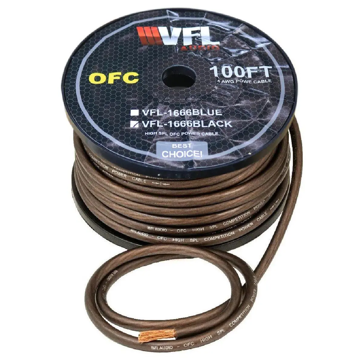 American Bass 4 Gauge 100' Pure Copper High Strand Count Black Wire (Vfl1666bk) 1
