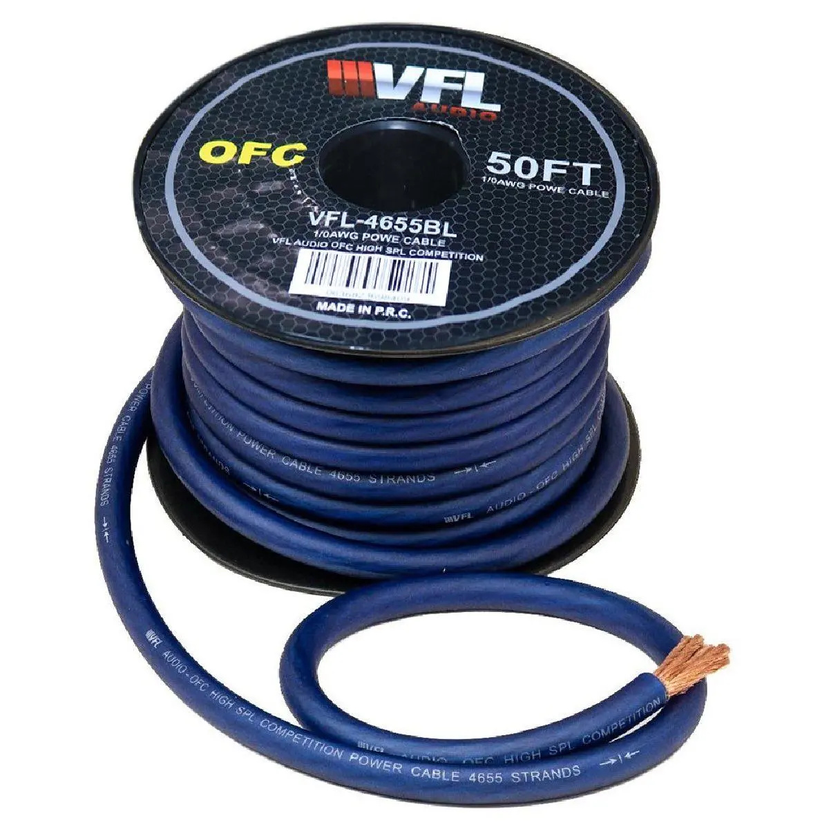 American Bass 0 Gauge 50' Pure Copper High Strand Count Blue Wire (Vfl4655bl) 2