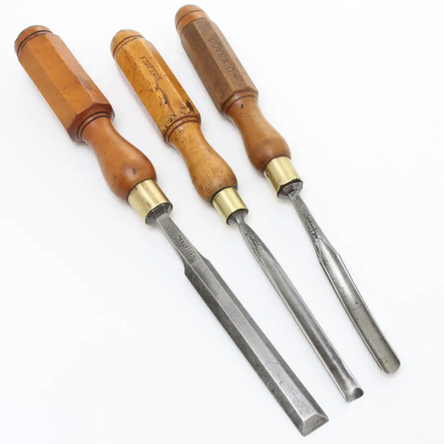 3 Vintage Firmer Tools - Boxwood 1
