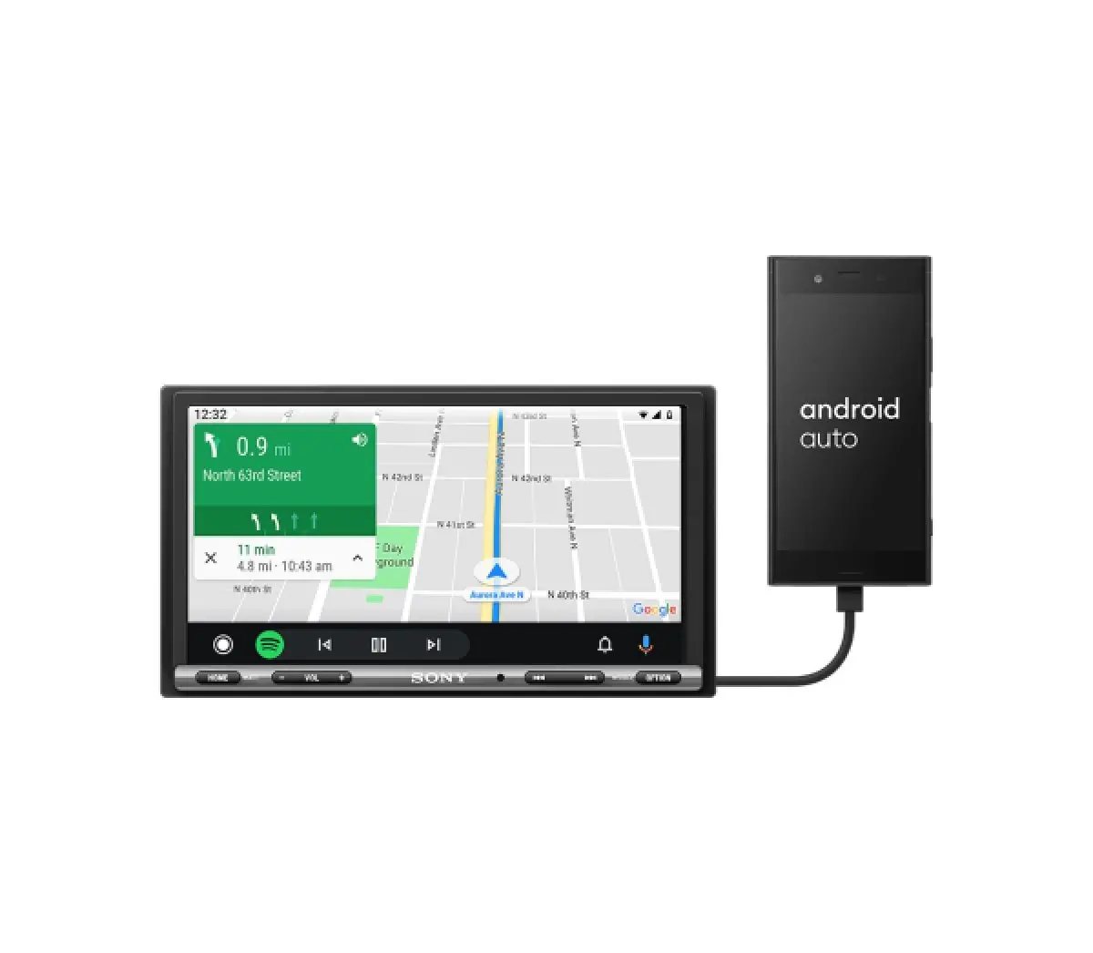 Sony 6.95" Bluetooth Media Receiver W/ Apple Car Play & Android Auto (Xavax150) 1