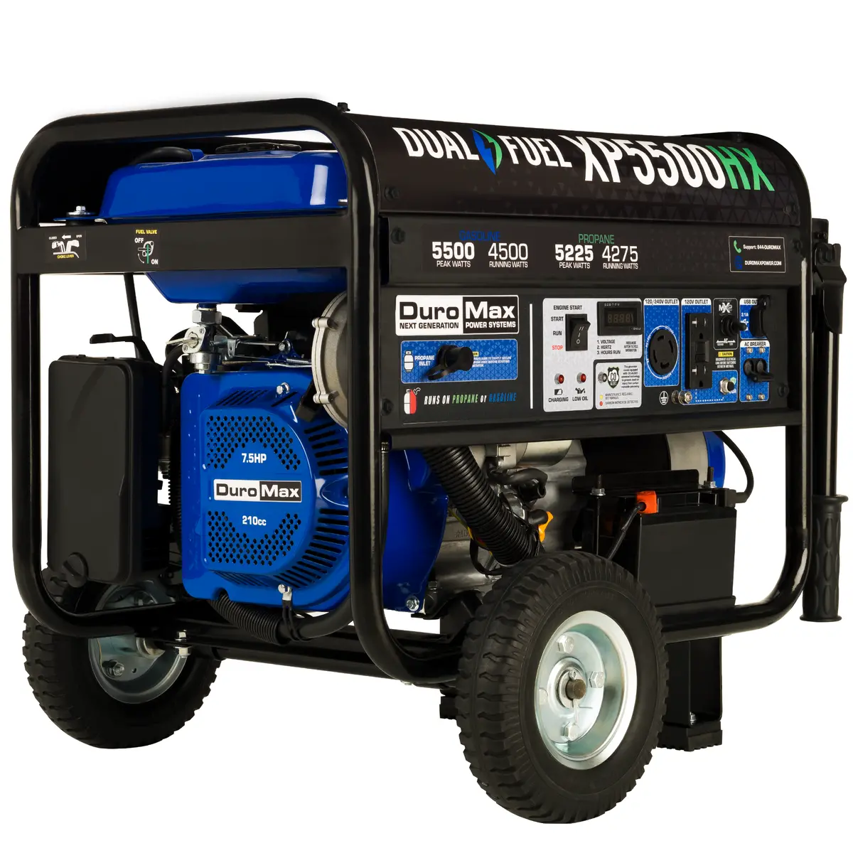 Duromax Xp5500hx 5,500 Watt Portable Dual Fuel Gas Propane Co Alert Generator 1