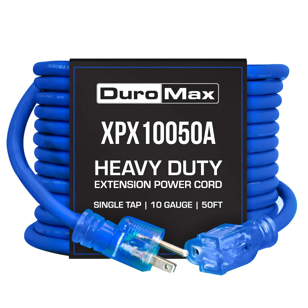 Duromax Xpx10050a Heavy Duty Sjeoow 50-Foot 10 Gauge Blue Single Tap Extension Power Cord 1