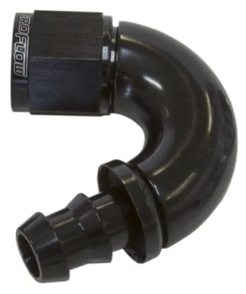 510 Series -12An Full-Flow 150° Tight-Radius Push-Lock Hose End (Black) 1