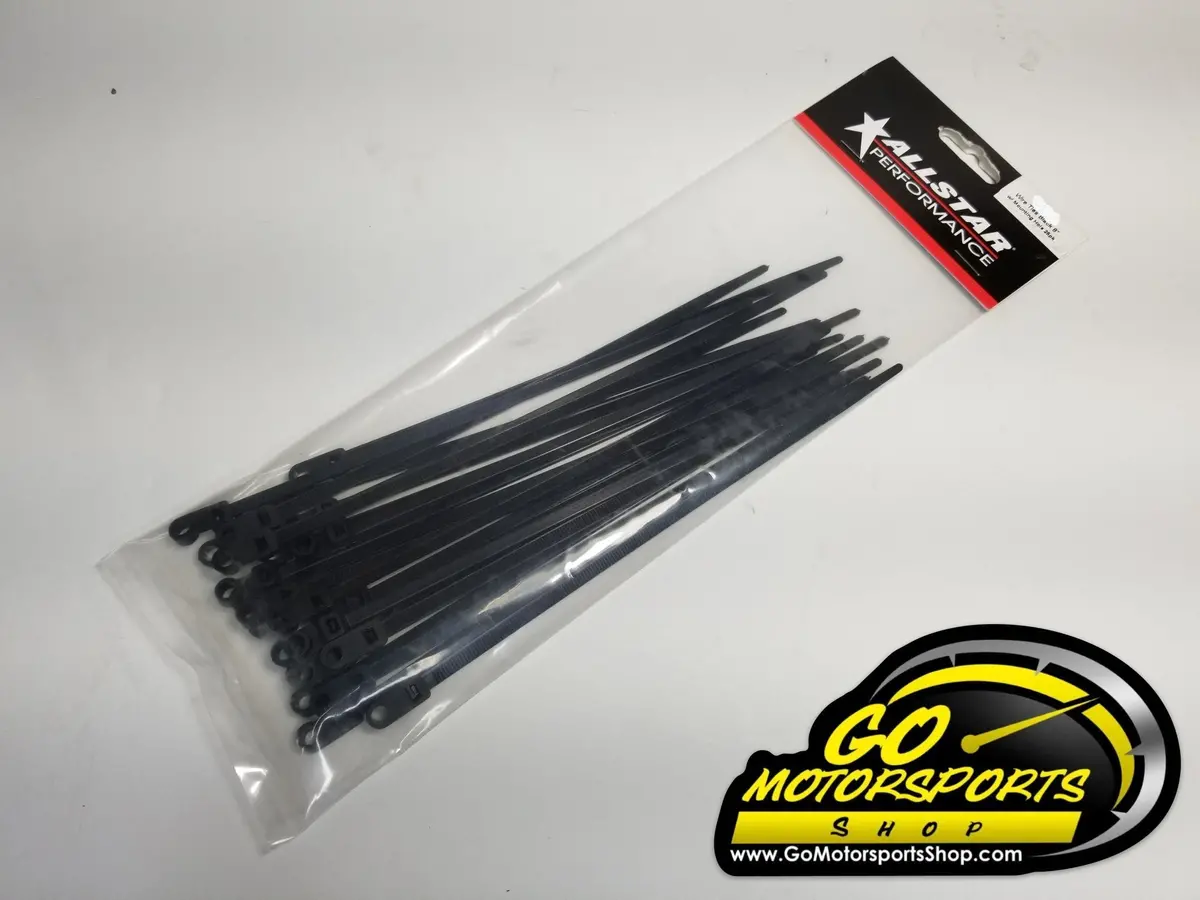 Allstar 8” Black Wire Ties W/ Mounting Hole (25 Pack) 1
