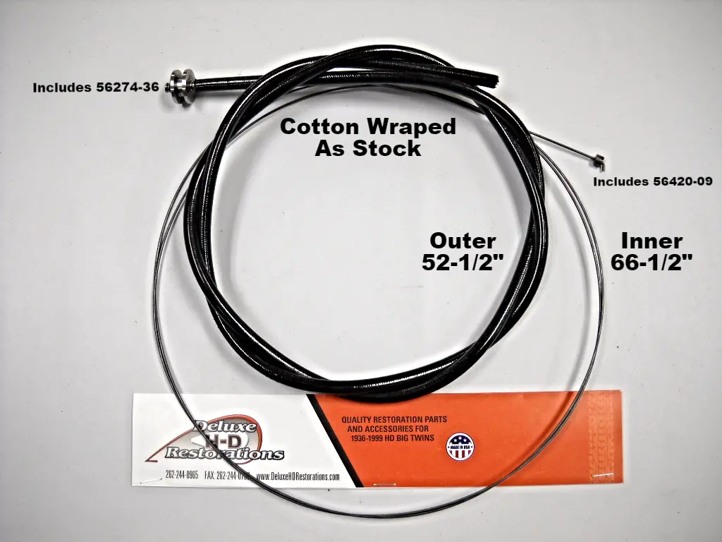 3334-32 Knucklehead Panhead Throttle And Spark Control Cotton Braided Cable 1