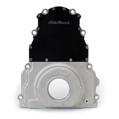 Edelbrock 4254 Two-Piece Aluminum Timing Cover For Small-Block Chevy 1