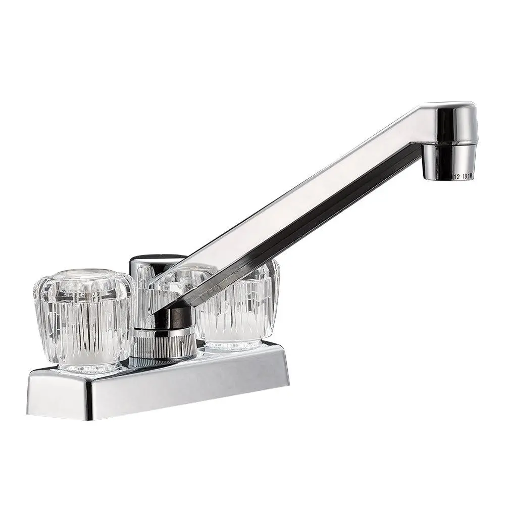 Faucet; Used For Kitchen/ Bar; 4 Inch; 8 Inch Spout; 2 Clear Acrylic Knob Handle 1