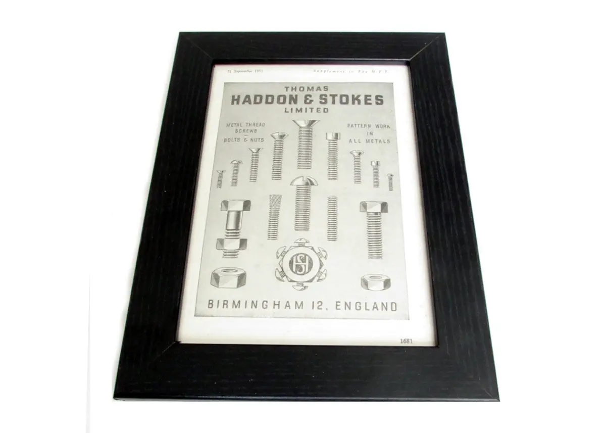 1950'S Framed Ironmongery Picture - Size: A5 1