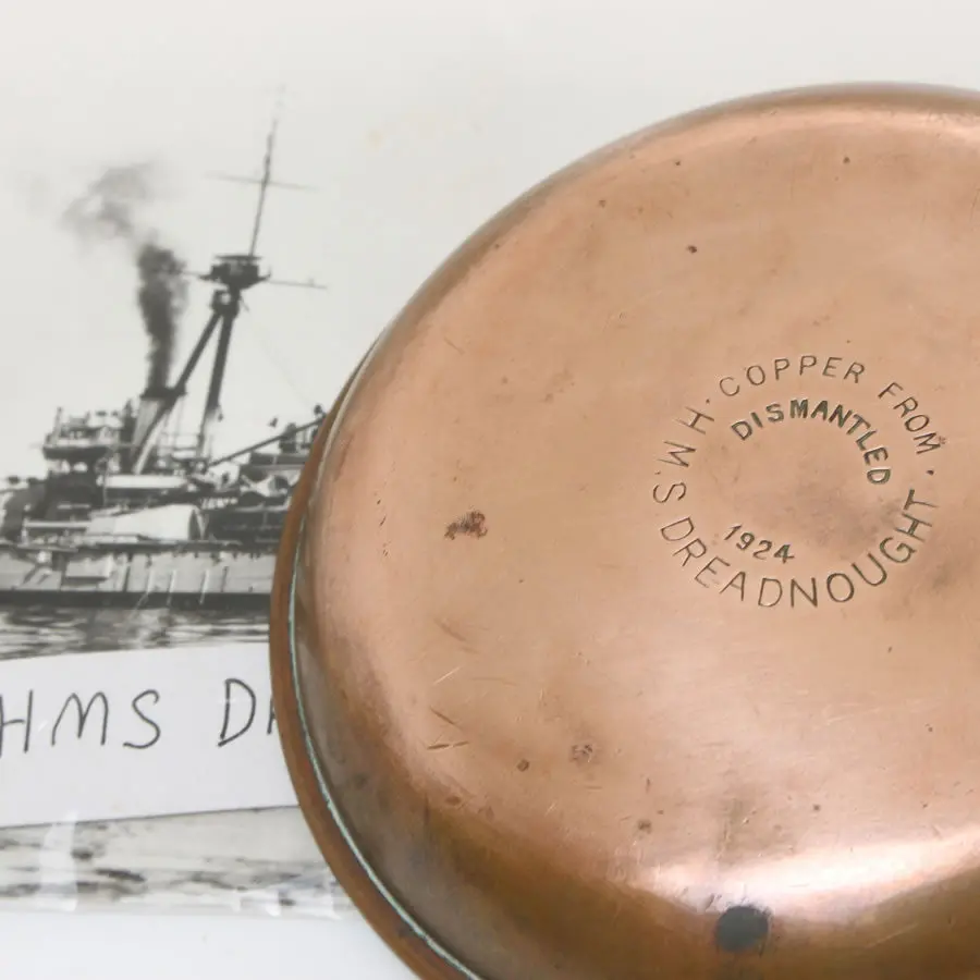 Sold - Hms Dreadnought Pin Tray And Postcard 2