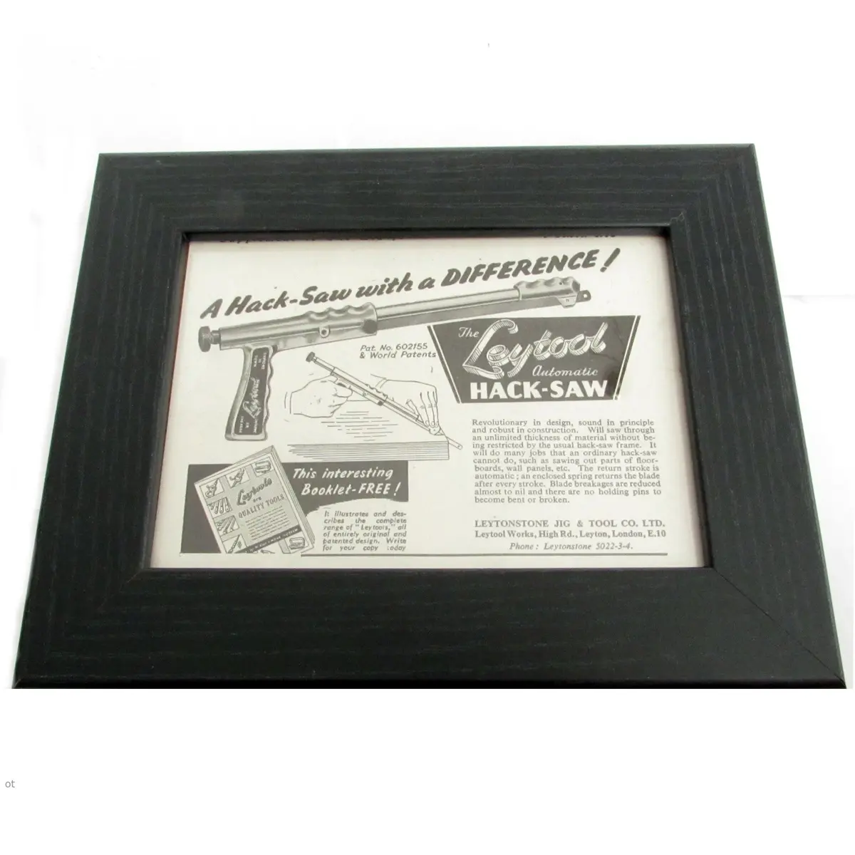 1950'S Framed Leytool Hack-Saw Picture - Size: A6 1