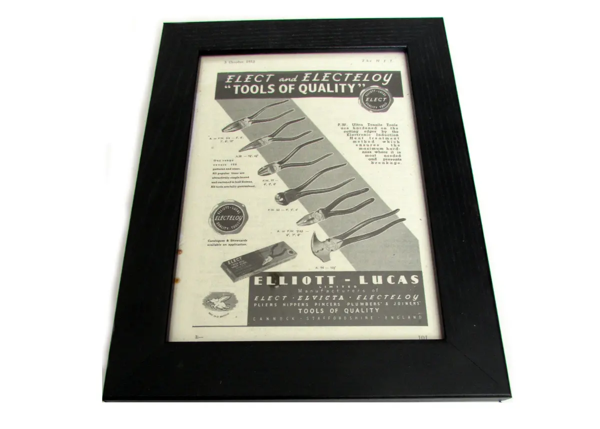 1950'S Framed Elliott Lucas Tools Picture - Size: A5 1