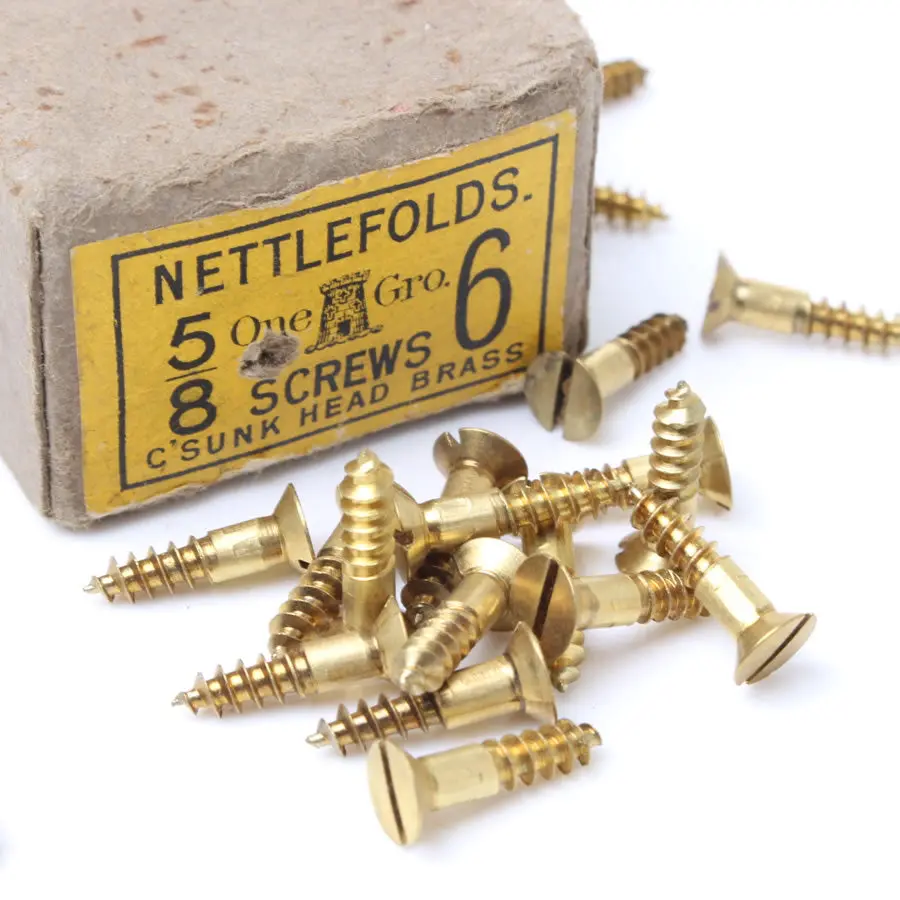 20 X Nettlefold Brass Flat Screws 5/8 X6’S 1