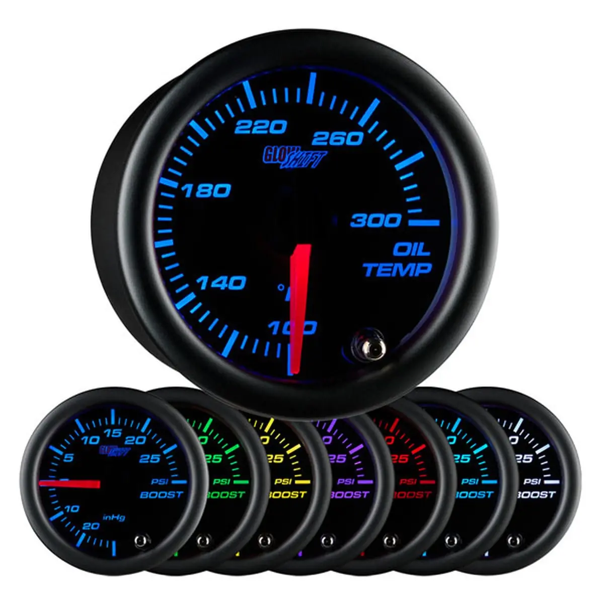 Oil Temp Gauge | Black Dial Multicolor Gauges 1