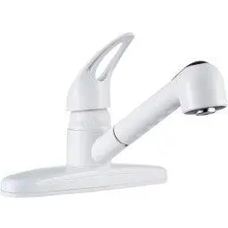 Dura Faucet Non-Metallic Pull-Out Rv Kitchen Faucet - White 1