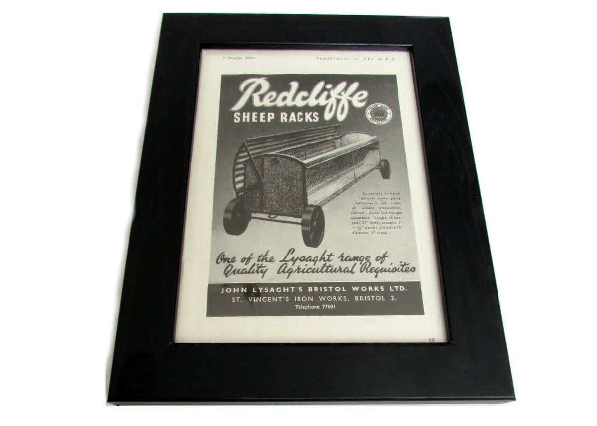 1950'S Framed Redcliffe Sheep Rack Picture - Size: A5 1