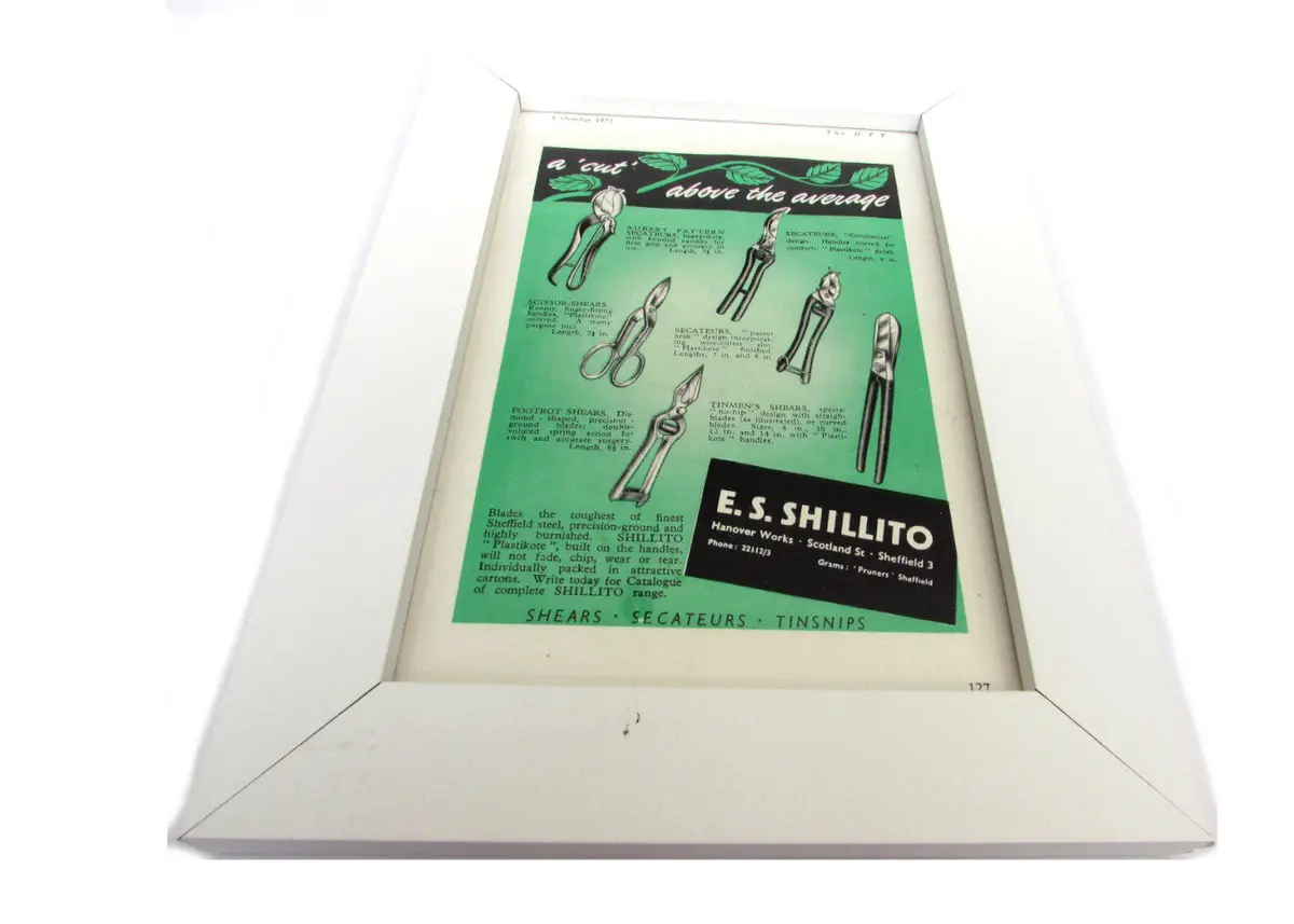 1950'S Framed Shears And Tinsnips Picture - Size: A5 1