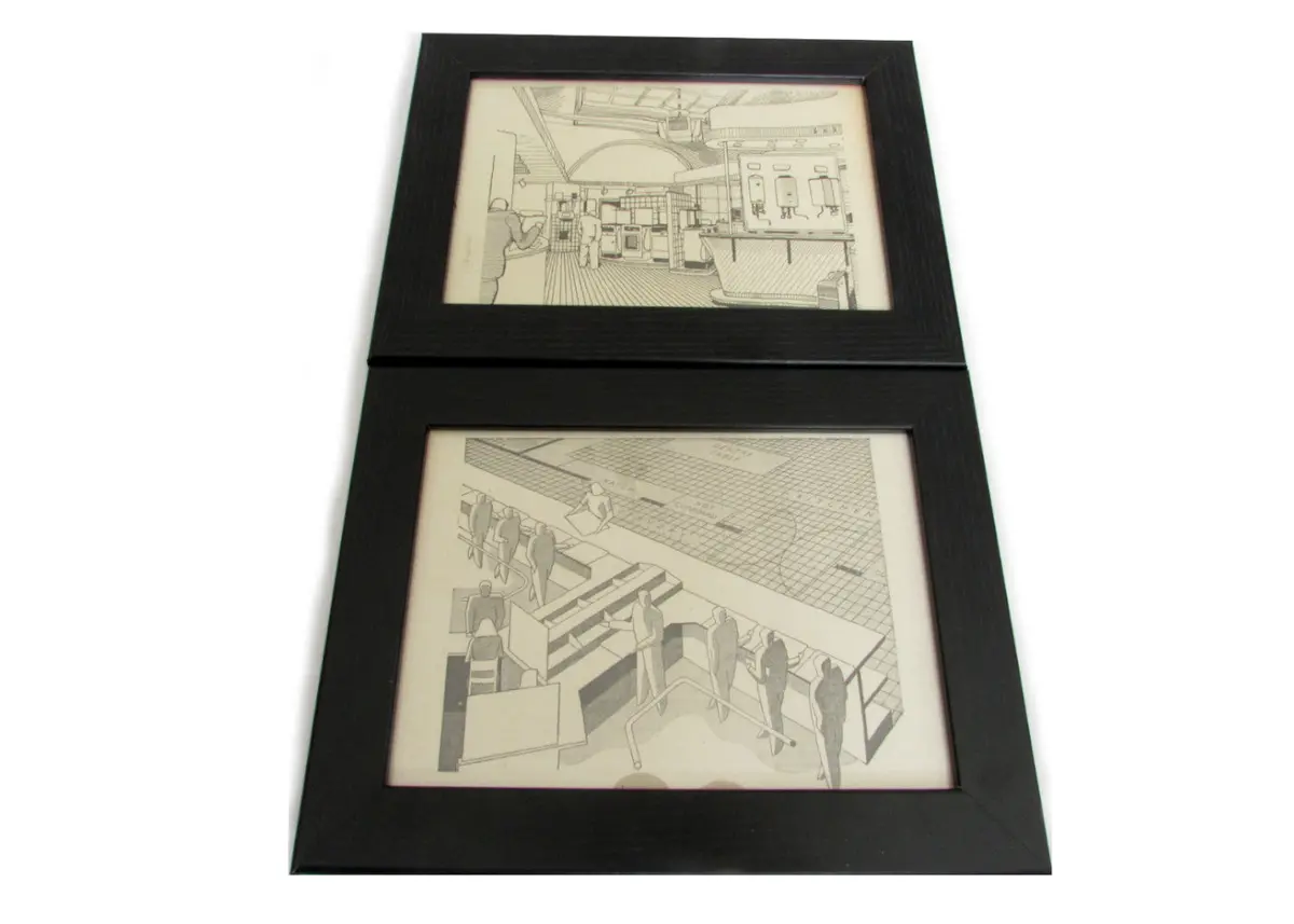 1950'S Framed Showroom Diagram Pictures - Size: A5 1
