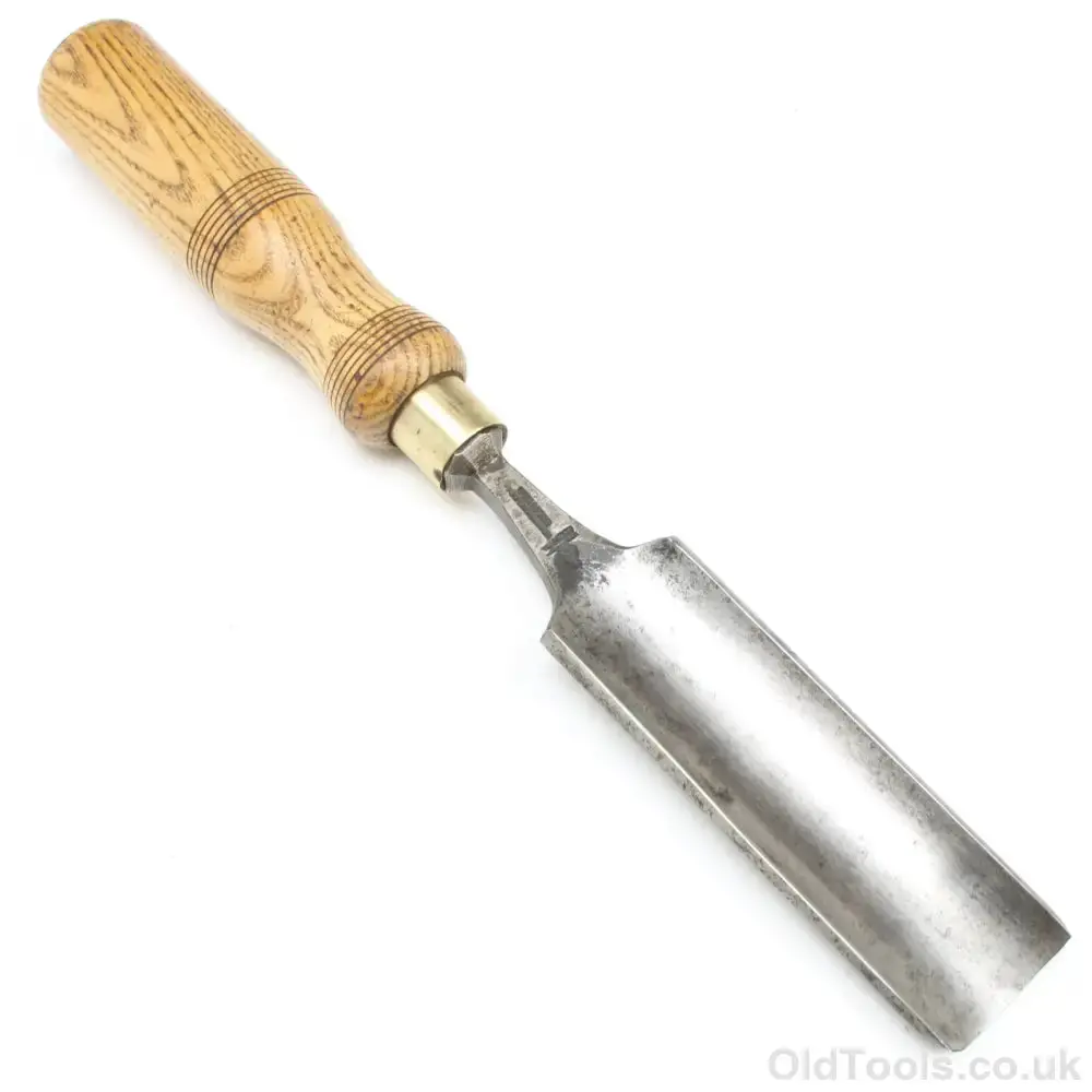 Sold - Old Wide Outcannel Firmer Gouge - 1 1/2" (Ash) 1