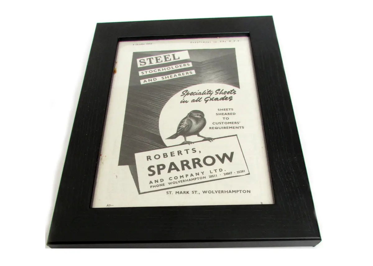 1950'S Framed Sparrow Steel & Co Picture - Size: A5 1