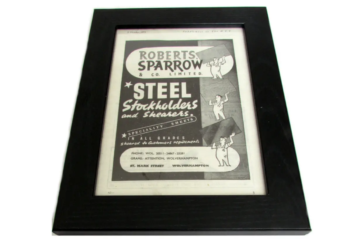 1950'S Framed Sparrow Steel  Picture - Size: A5 1