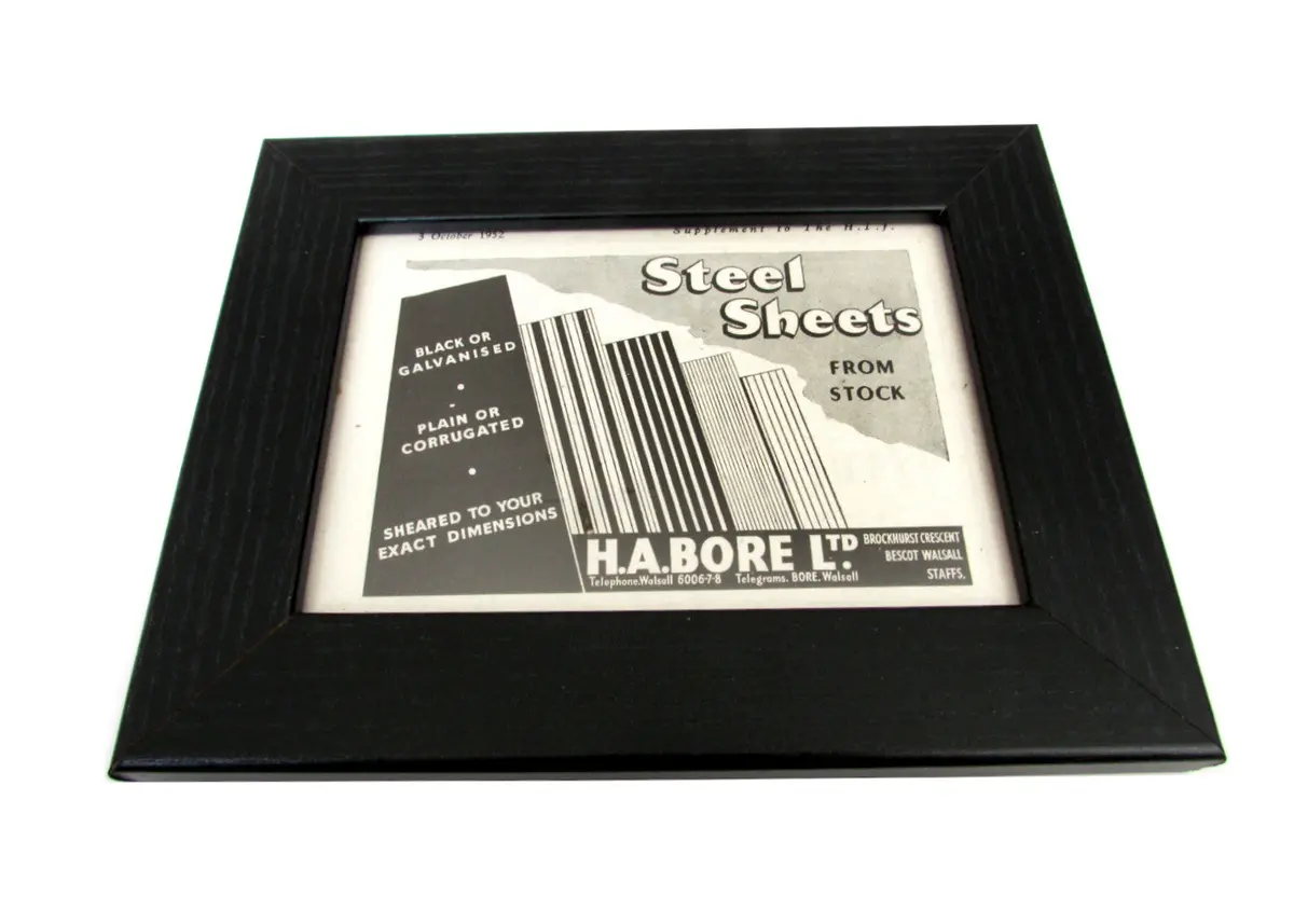 1950'S Framed Steel Sheets Picture - Size: A6 1