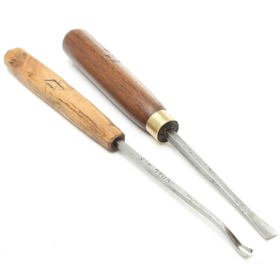 2X Old Wood Carving Tools - Spoon (5Mm), Fishtail (9Mm) 1