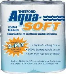 Thetford 03300 Aqua-Soft ®; 2 Ply; 4 Roll Pack 1