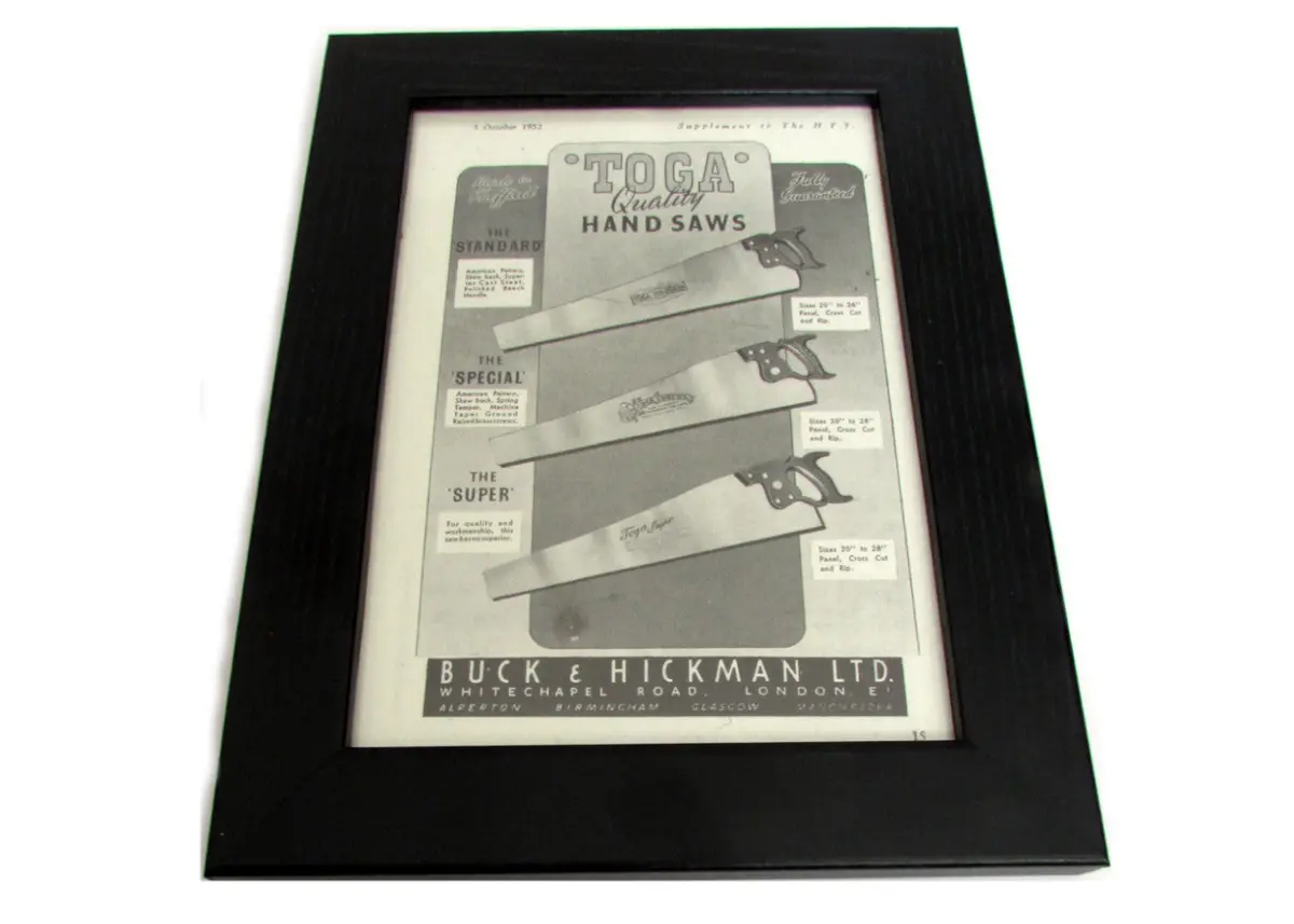 1950'S Framed Toga Saws Picture - Size: A5 1