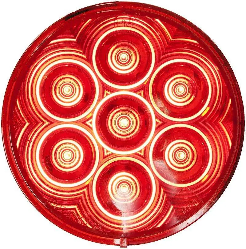 Trailer Light; Stop/ Turn/ Tail Light; Led Bulb; Round; Red Lens; 4 Inch Diameter; With Grommet And 431-491 Plug; Non-Submersible 1