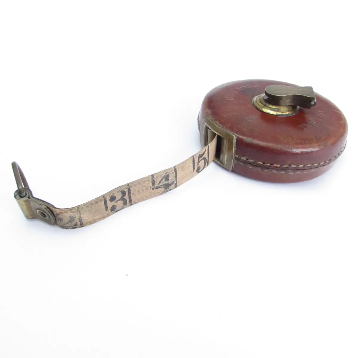 Sold - Treble Leather Tape Measure No. 1533 - 33Ft 1