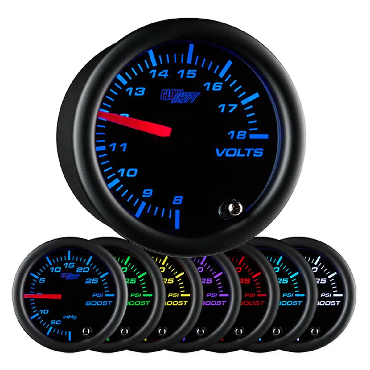Volt Gauge | Black Dial Multicolor Gauges 1