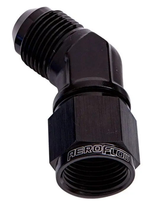 An-10 Black Swivel Fitting: 45° Male-To-Female Flare Adapter 1