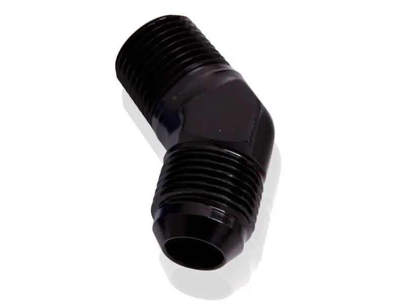 3/8" Npt To -6An Male Flare Adapter – 45° Black Anodized (Af823-06-06Blk) 1
