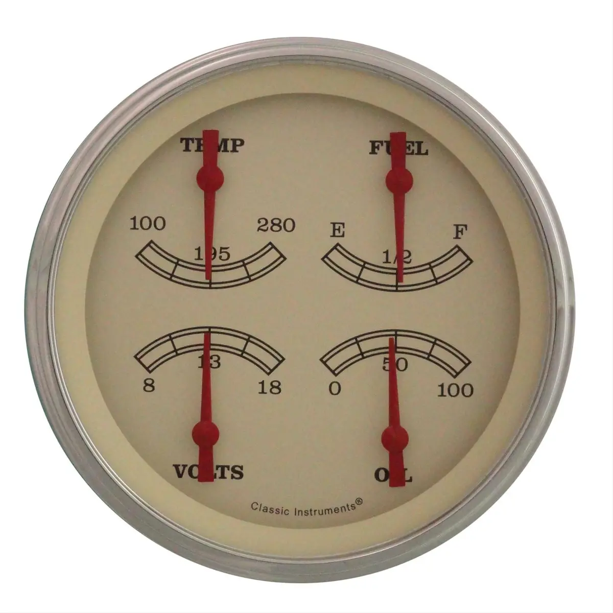 Classic Instruments Vintage Series Analog Gauge Cluster – 3-1/8" Sweep, Chrome Bezel (Vt31Slc) 1